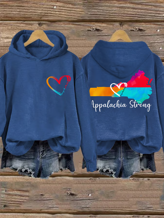 Retro Appalachia Strong Stronger Than The Storm Print Hoodie