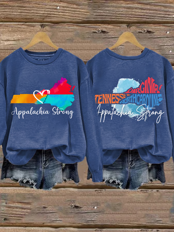 Retro Appalachia Strong Stronger Than The Storm Tennessee North Carolina Virginia Print Sweatshirt