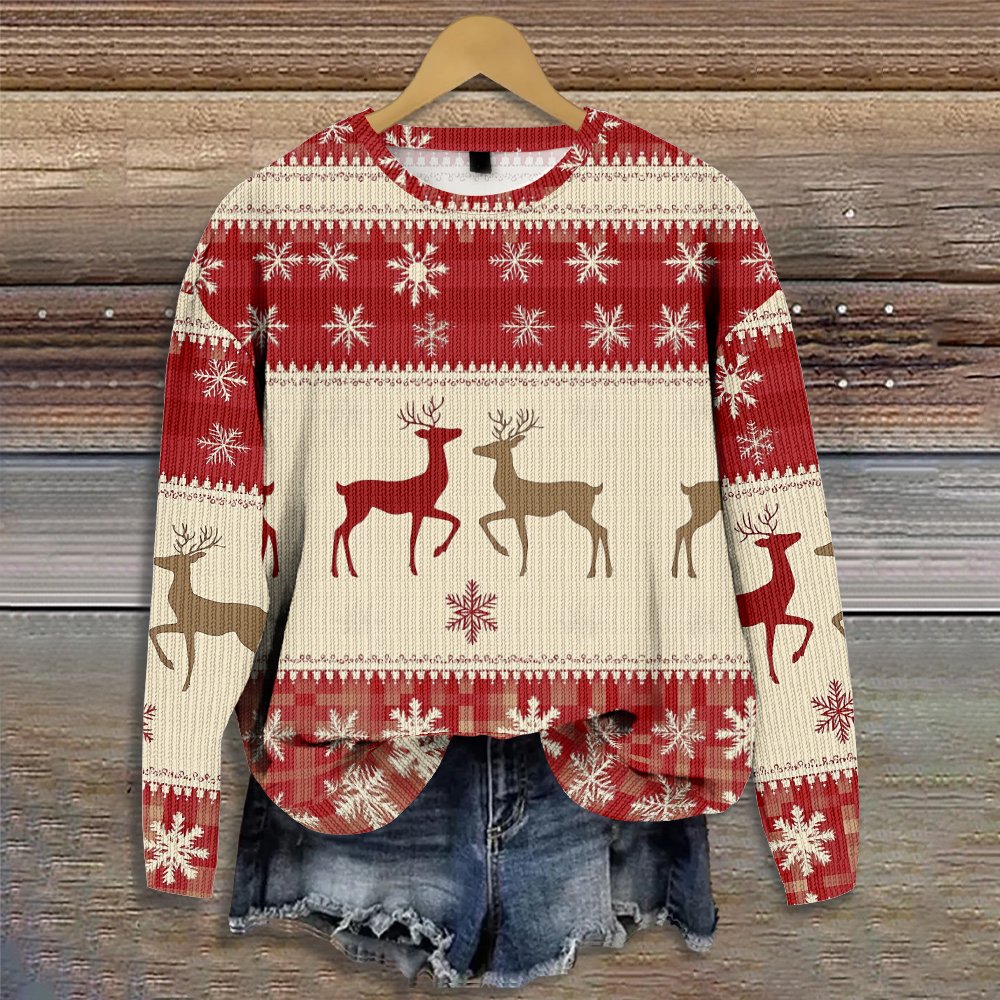 Santa Claus Christmas Elk Casual Loose Knitted Christmas Sweater