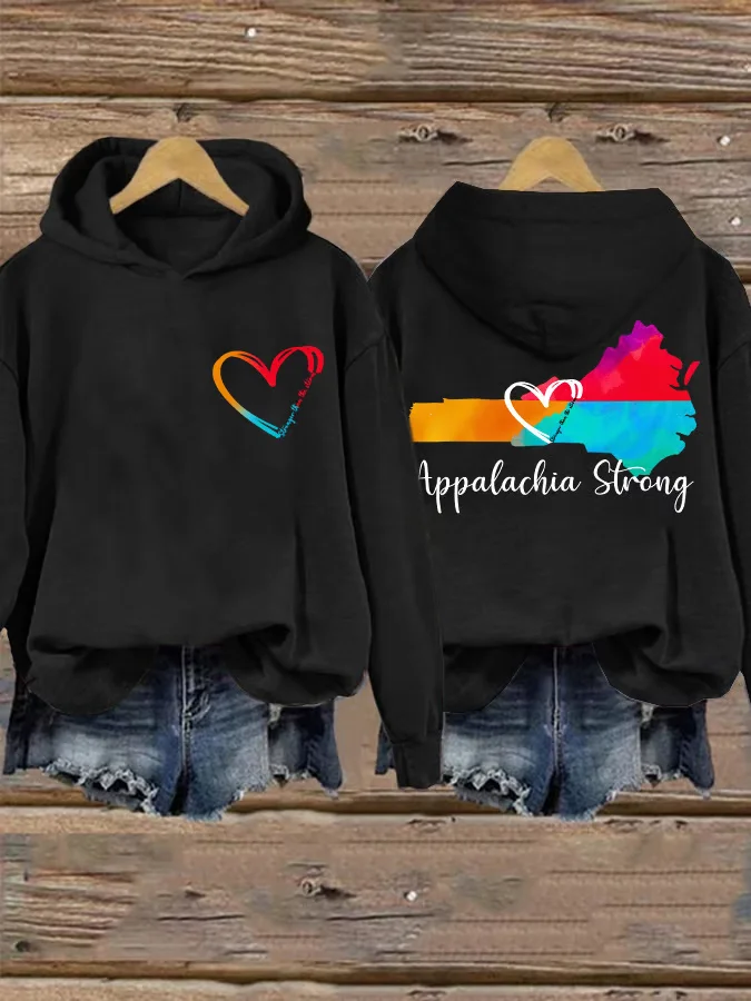 Retro Appalachia Strong Stronger Than The Storm Print Hoodie