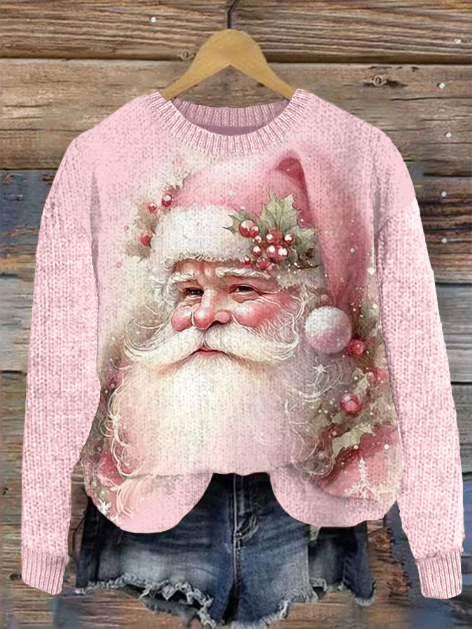 Women's Christmas Knitted Casual Santa Claus Loose Sweater