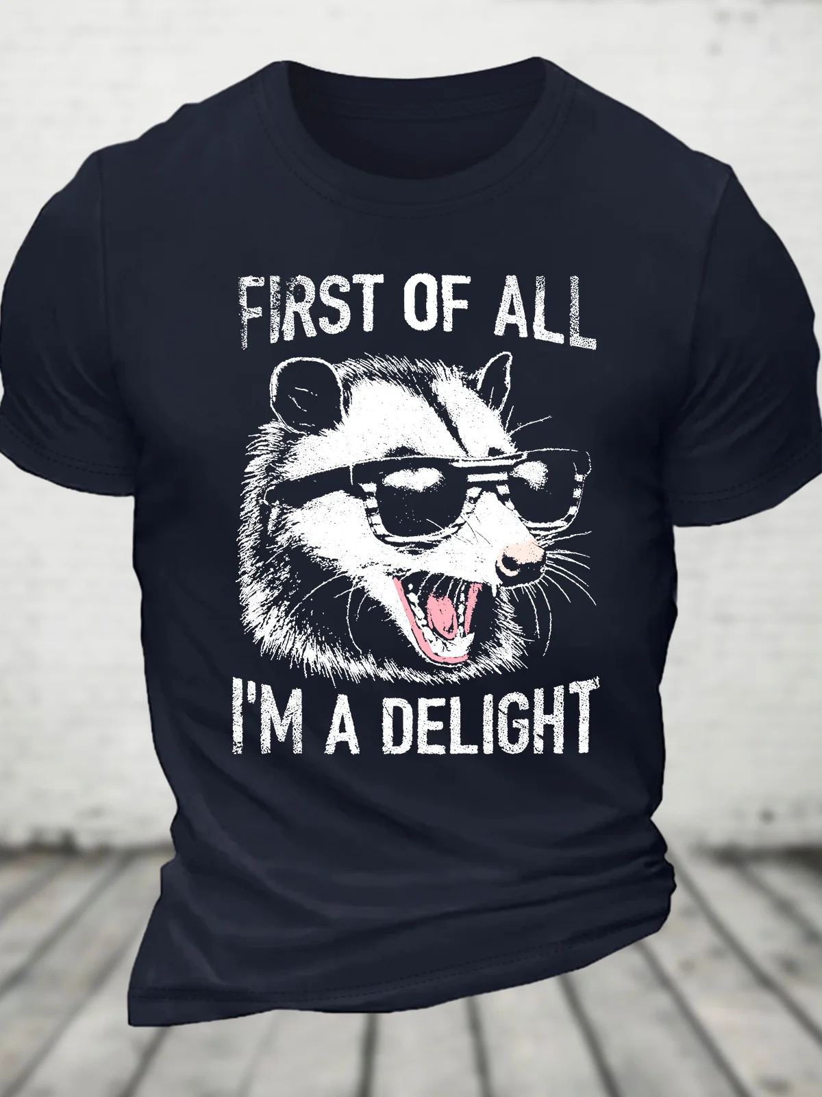 Vintage First Of All I'm A Delight Retro Funny Raccoon Cotton T-shirt