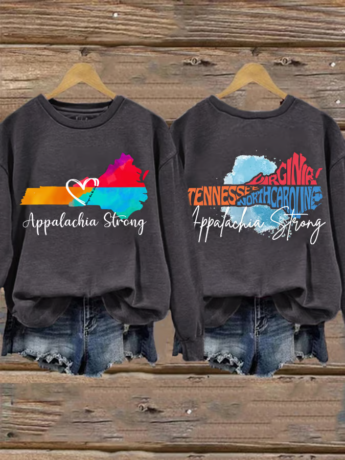 Retro Appalachia Strong Stronger Than The Storm Tennessee North Carolina Virginia Print Sweatshirt