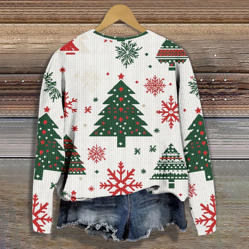 Crew Neck Christmas Tree Loose Casual Sweater