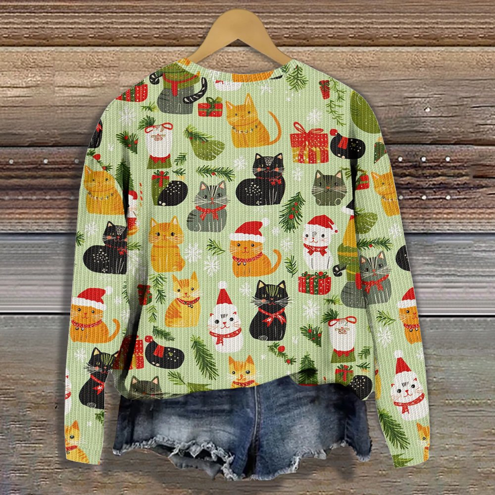 Santa Claus Cat Casual Knitted Sweater