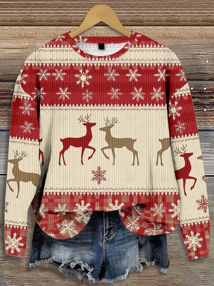 Santa Claus Christmas Elk Casual Loose Knitted Christmas Sweater