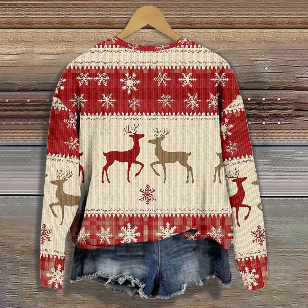 Santa Claus Christmas Elk Casual Loose Knitted Christmas Sweater