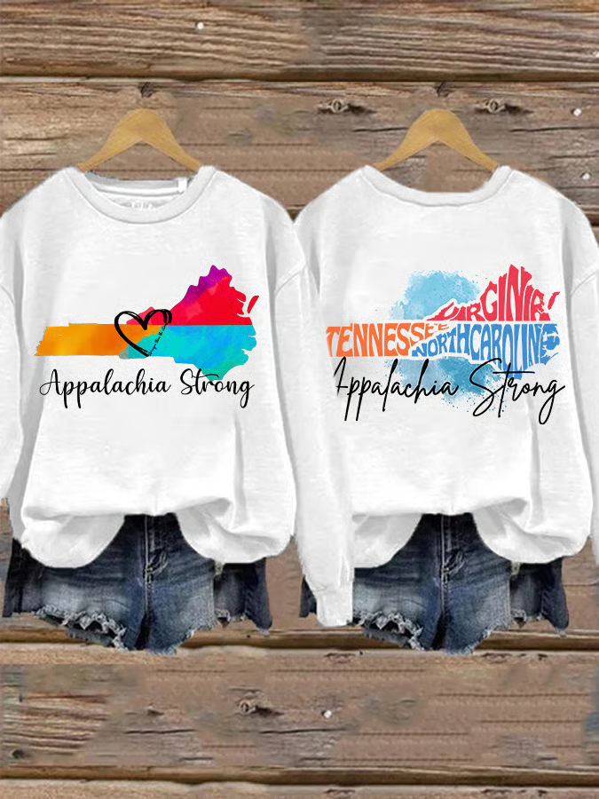 Retro Appalachia Strong Stronger Than The Storm Tennessee North Carolina Virginia Print Sweatshirt