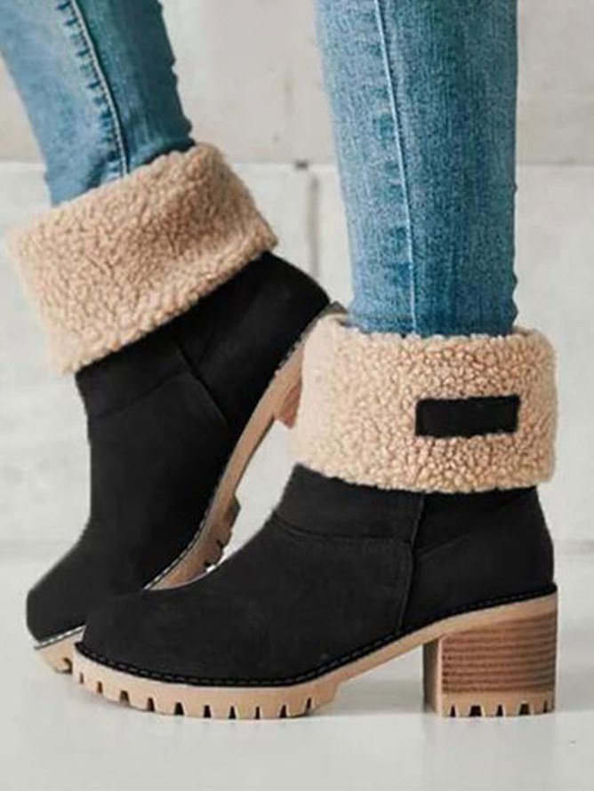 Plain Winter Cowhide Leather Casual Cotton-Padded Boots