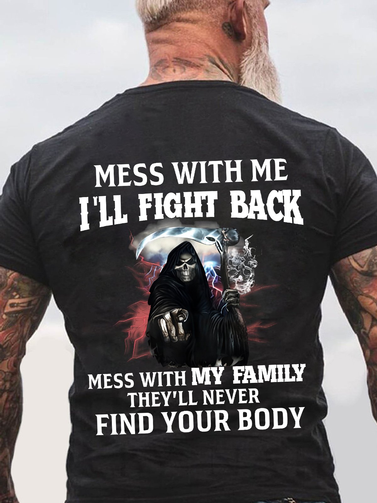 Skull Mess With Me Back Cotton T-shirt