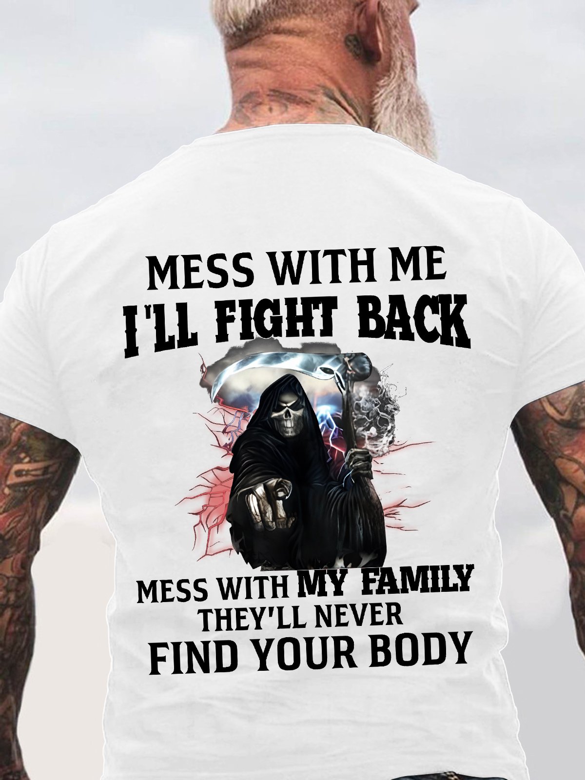 Skull Mess With Me Back Cotton T-shirt