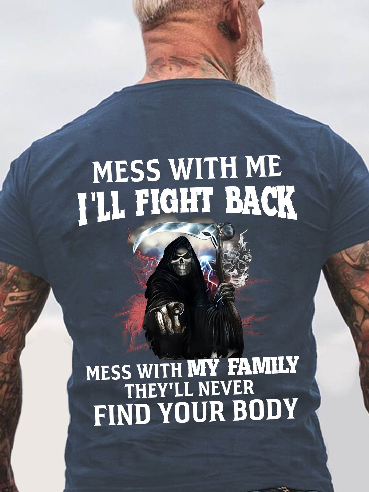 Skull Mess With Me Back Cotton T-shirt