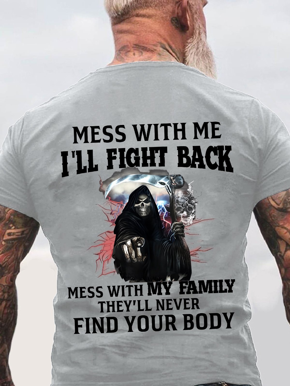 Skull Mess With Me Back Cotton T-shirt