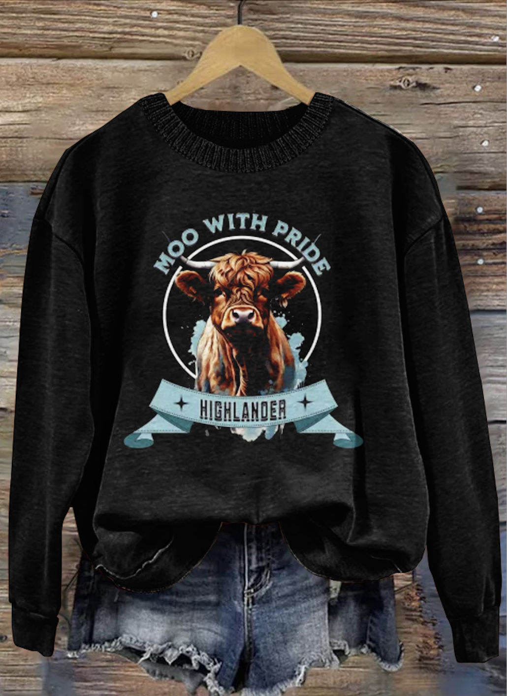 Cute highland cow round neck sweatshirt