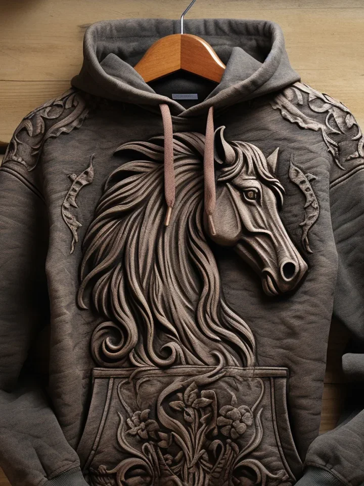 Men's Vintage Horse Print Hoodie