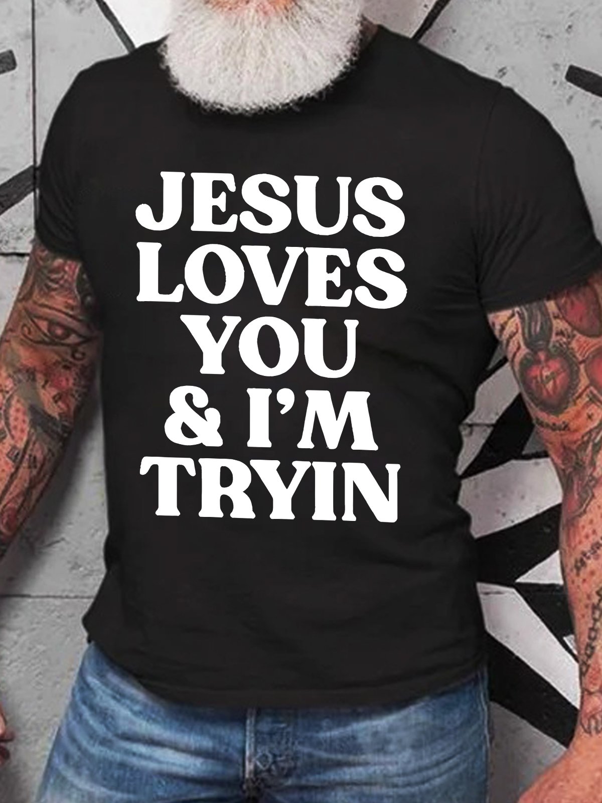 Jesus Loves You i'm Tryin Christian Cotton T-shirt