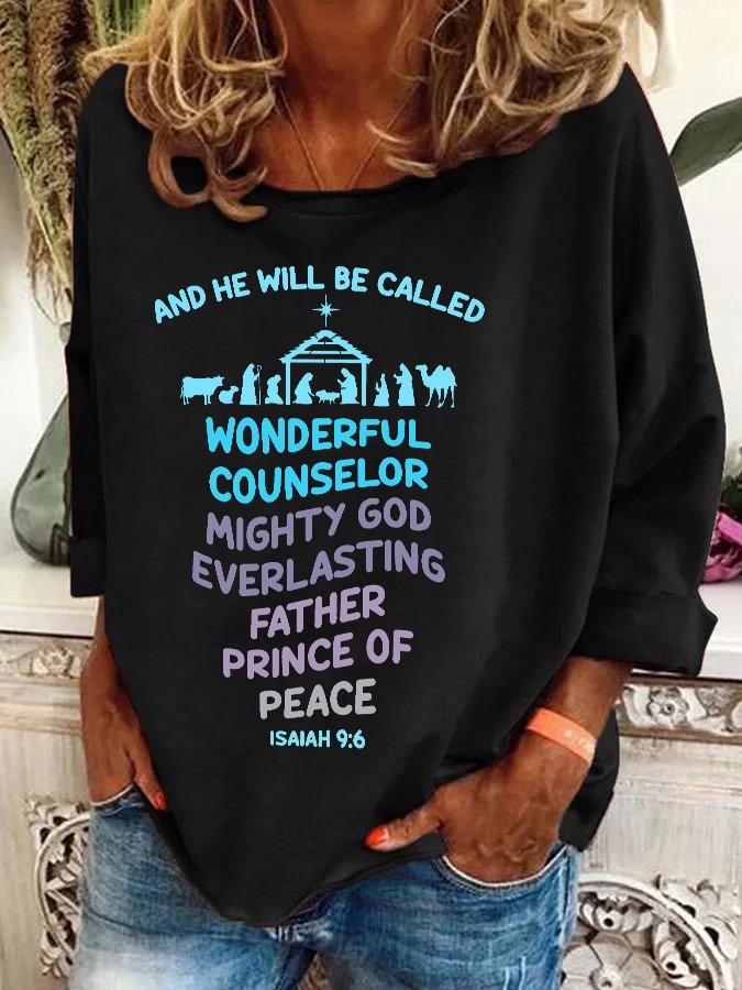 He Will Be Called Religious Christmas Casual Sweatshirt