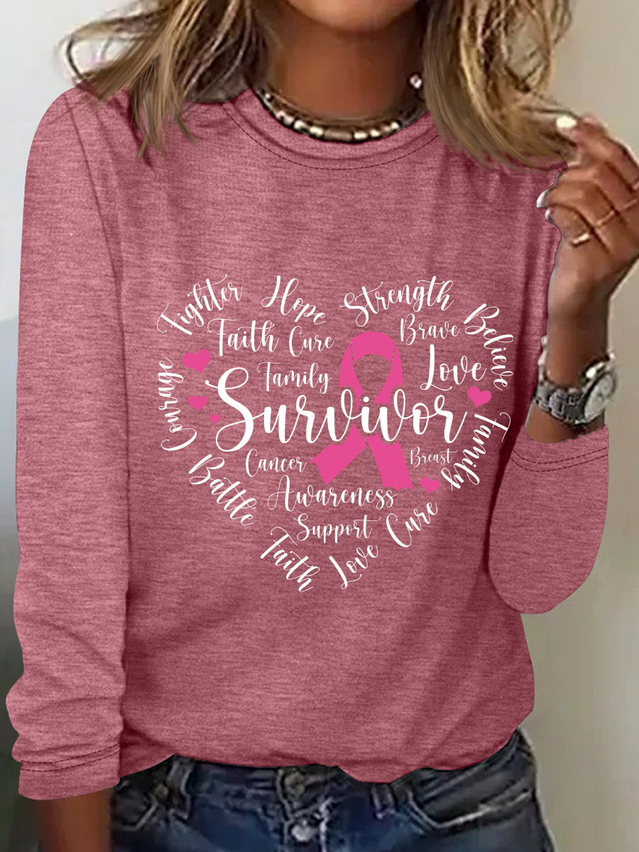 Cancer Survivor Breast Cancer Casual Long Sleeve Shirt