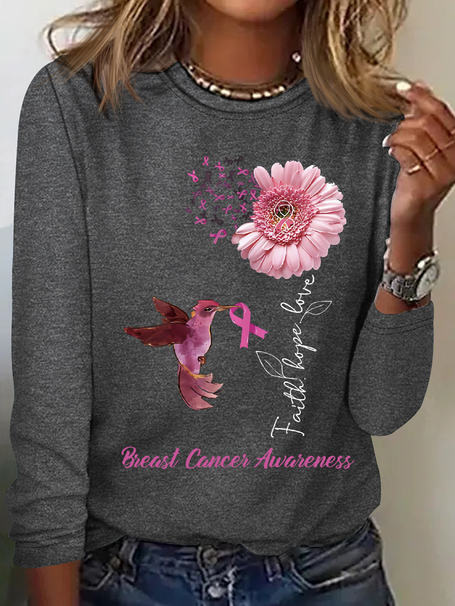 Breast Cancer Awareness Casual Long Sleeve Shirt