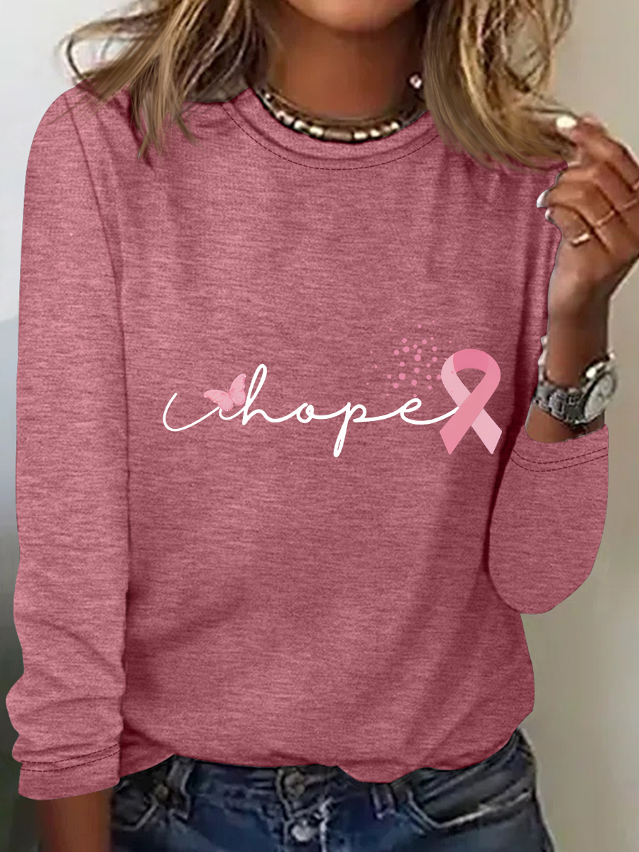 Cancer Ribbon Wonder Women Breast Cancer Casual Long Sleeve Shirt