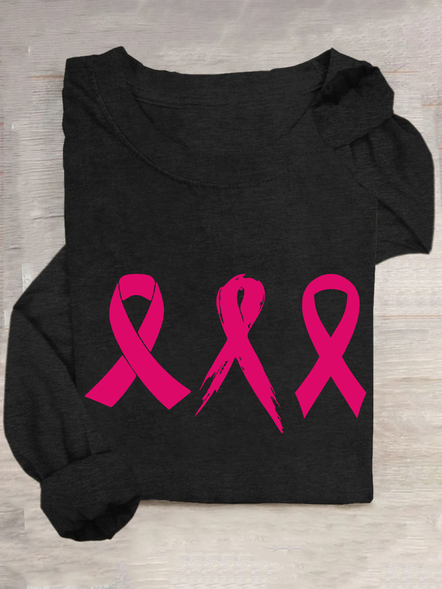 Cancer Awareness Ribbon Casual Long Sleeve Shirt