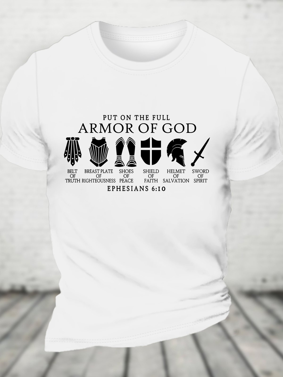 Put on The Full Armor of God Christian Cotton T-shirt