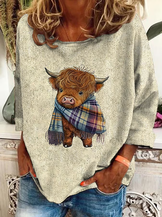 Women's West Highland Cow Print Casual Sweatshirt