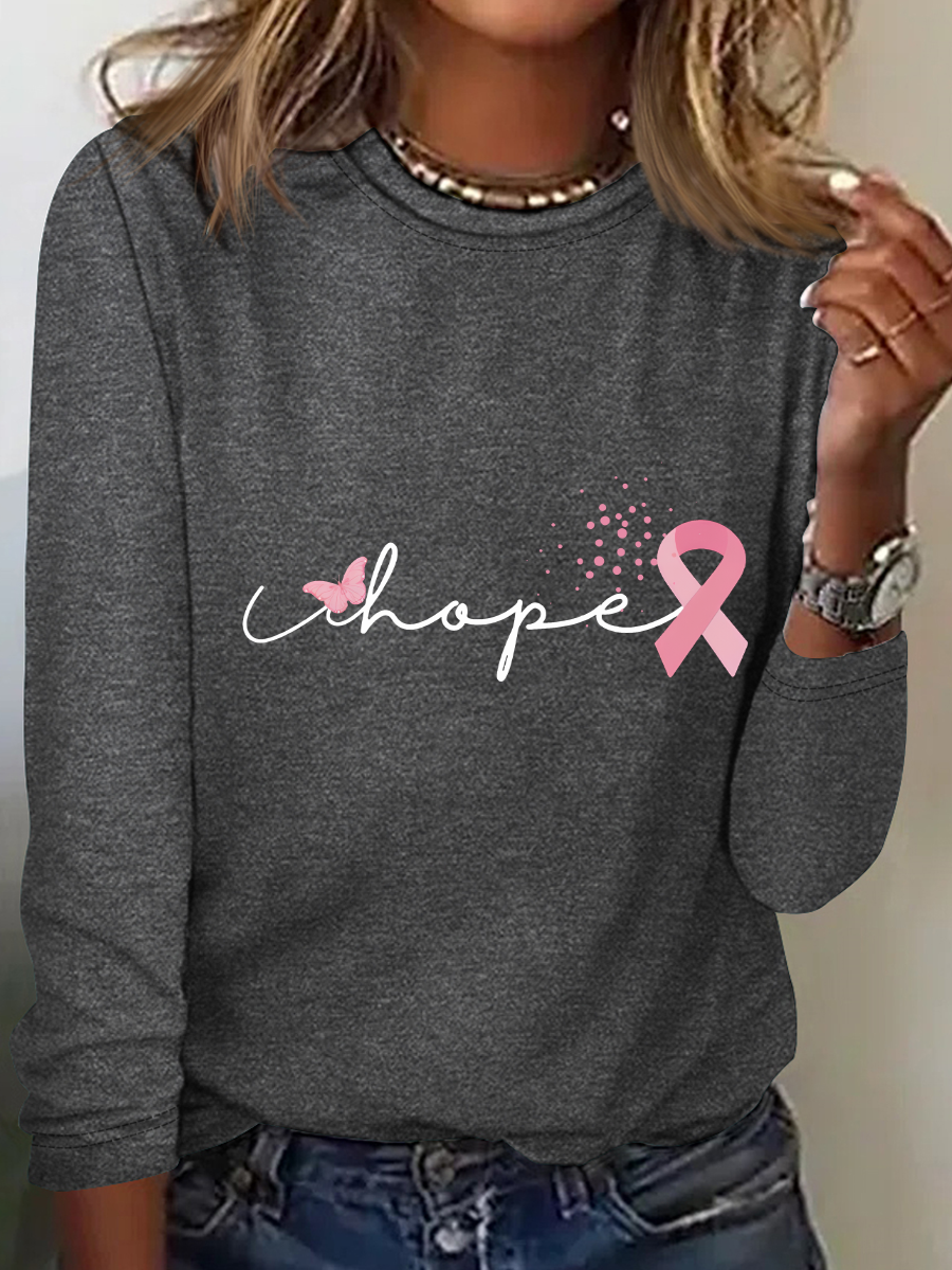 Cancer Ribbon Wonder Women Breast Cancer Casual Long Sleeve Shirt