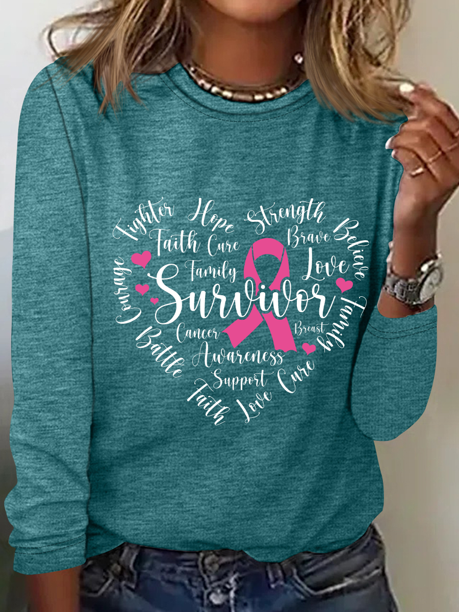 Cancer Survivor Breast Cancer Casual Long Sleeve Shirt