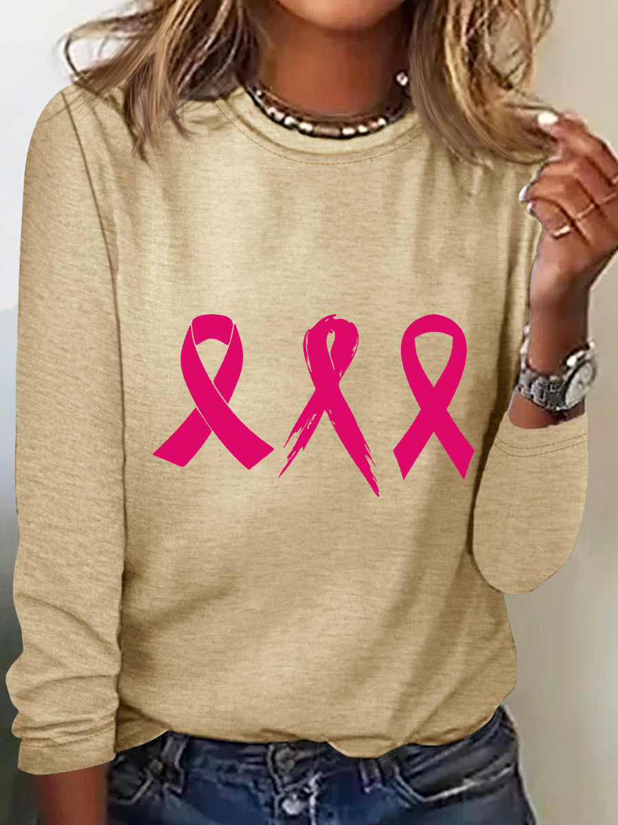 Cancer Awareness Ribbon Casual Long Sleeve Shirt