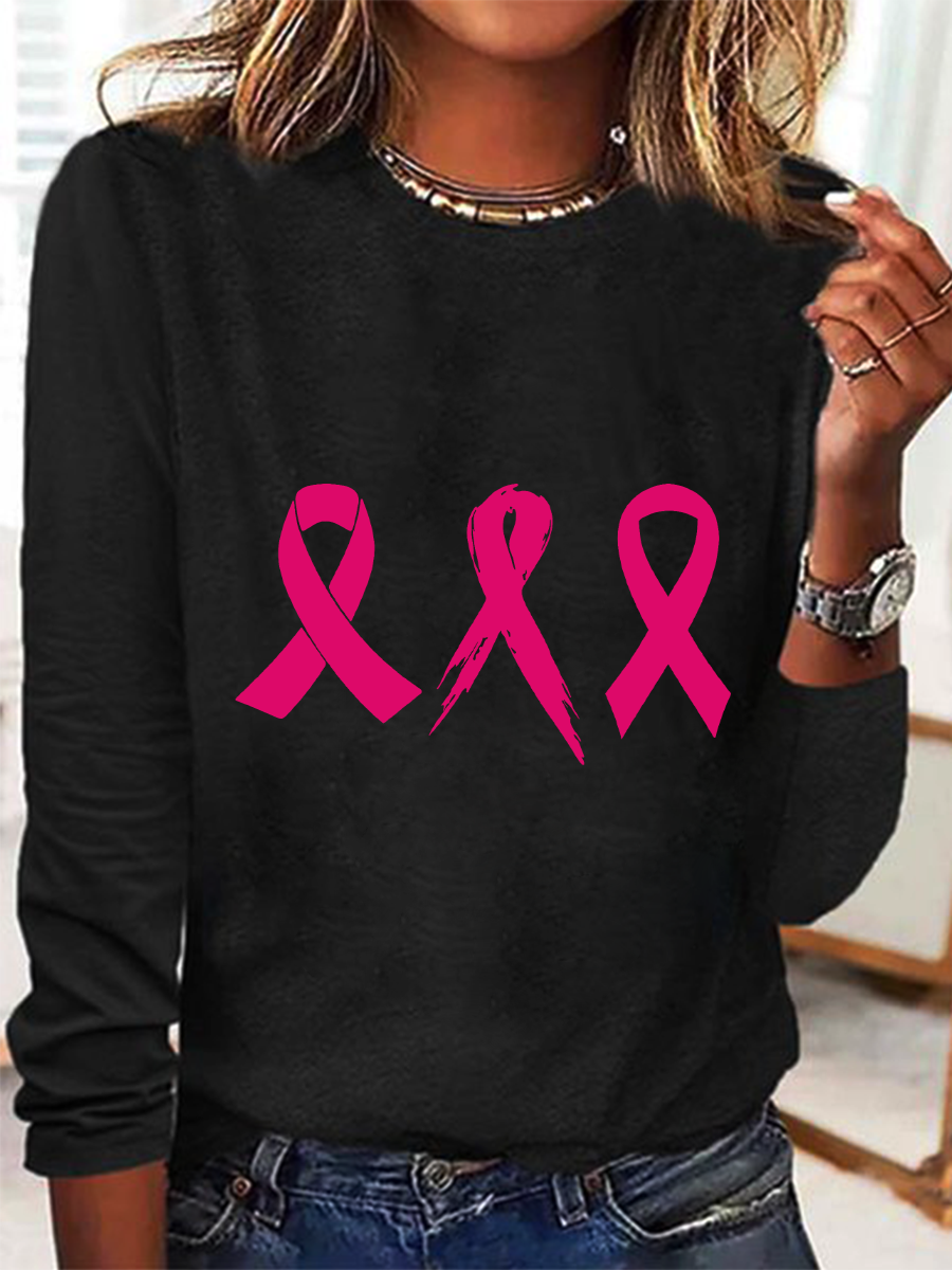 Cancer Awareness Ribbon Casual Long Sleeve Shirt