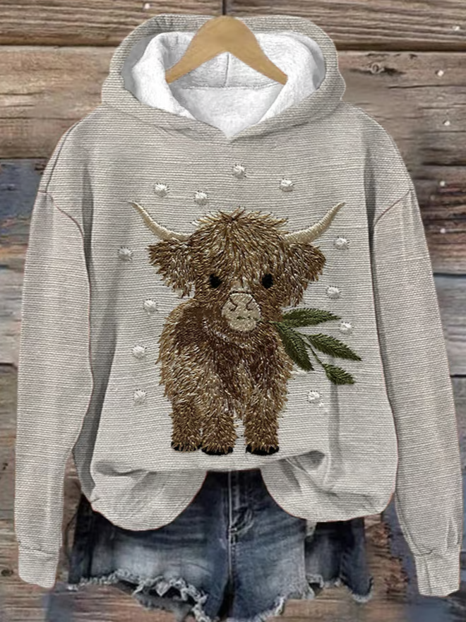 Women's Highland Cow Print Hoodie