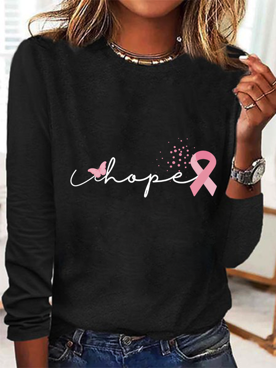 Cancer Ribbon Wonder Women Breast Cancer Casual Long Sleeve Shirt