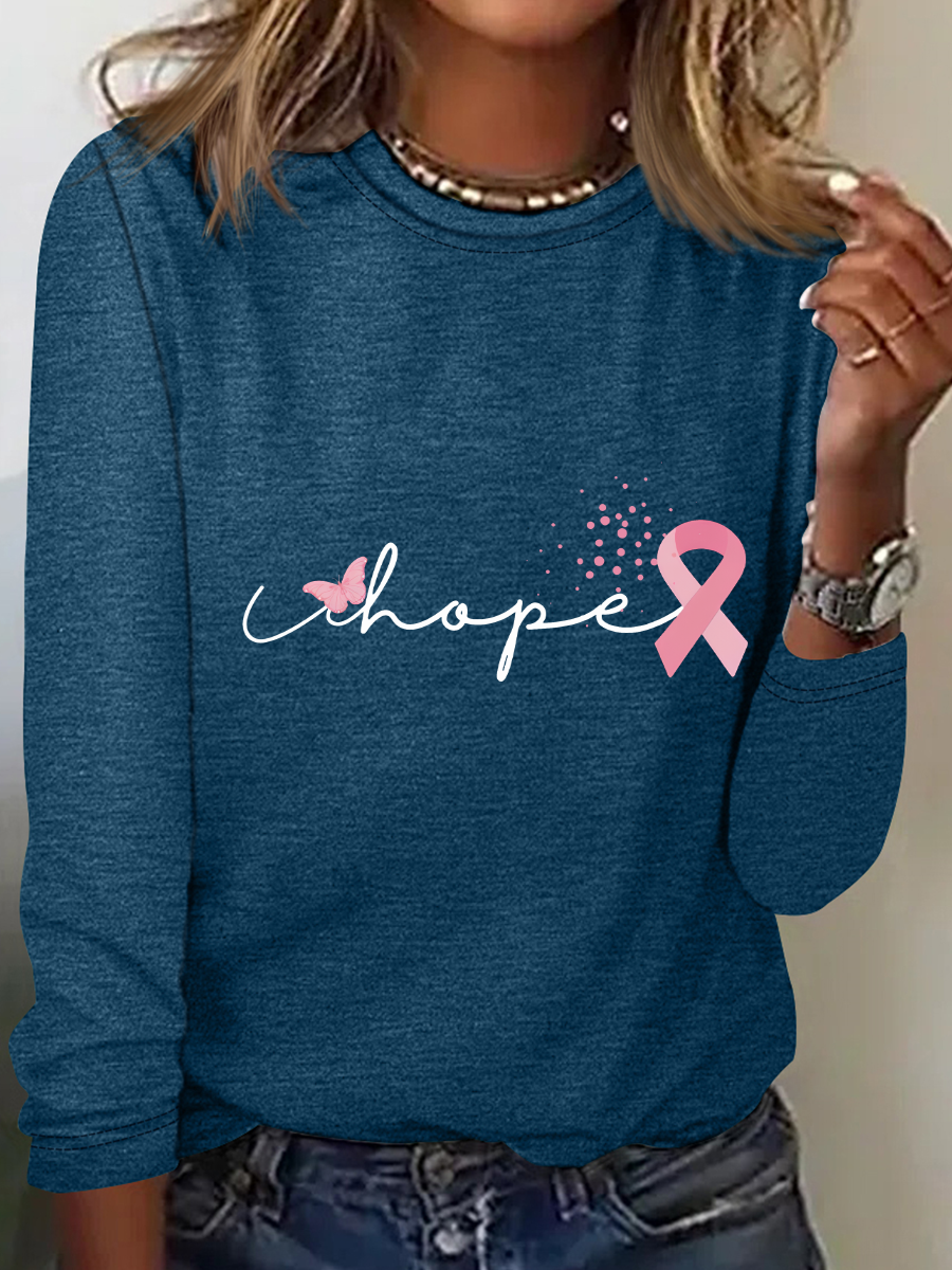 Cancer Ribbon Wonder Women Breast Cancer Casual Long Sleeve Shirt