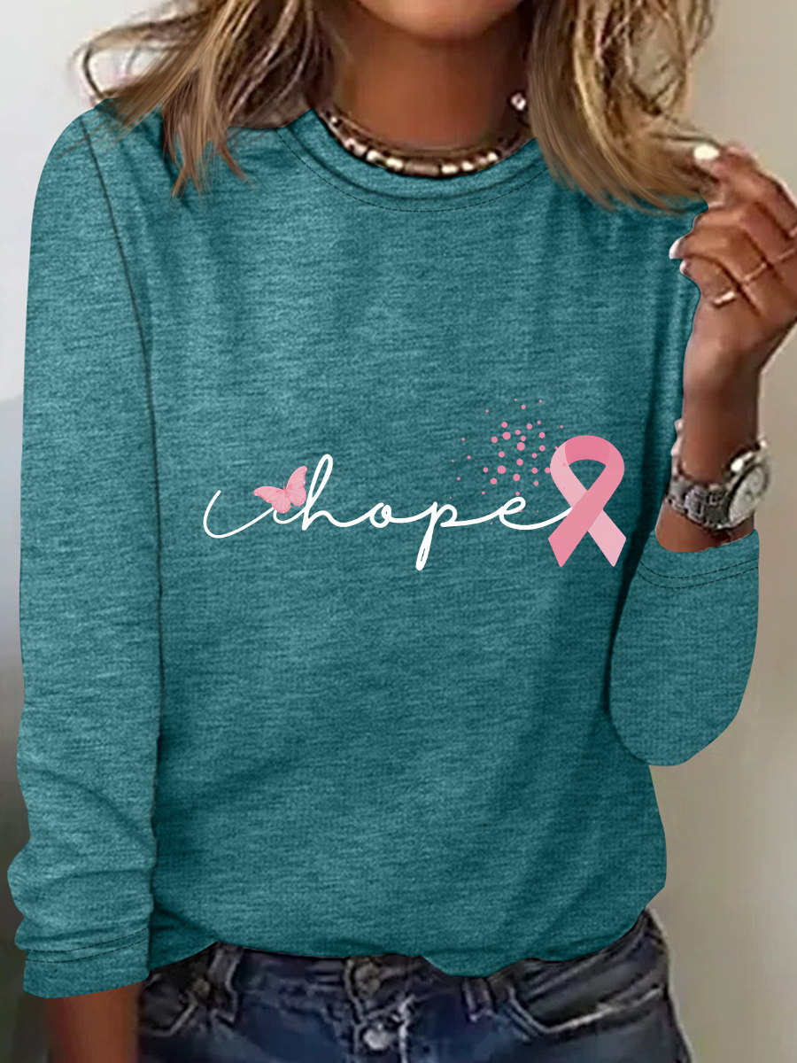 Cancer Ribbon Wonder Women Breast Cancer Casual Long Sleeve Shirt