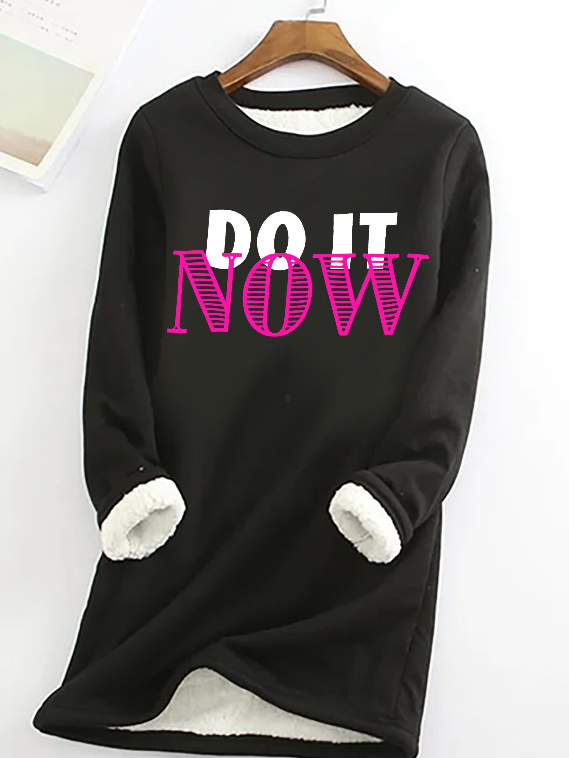 Take Action Now Casual Fluff Fleece Fabric Sweatshirt