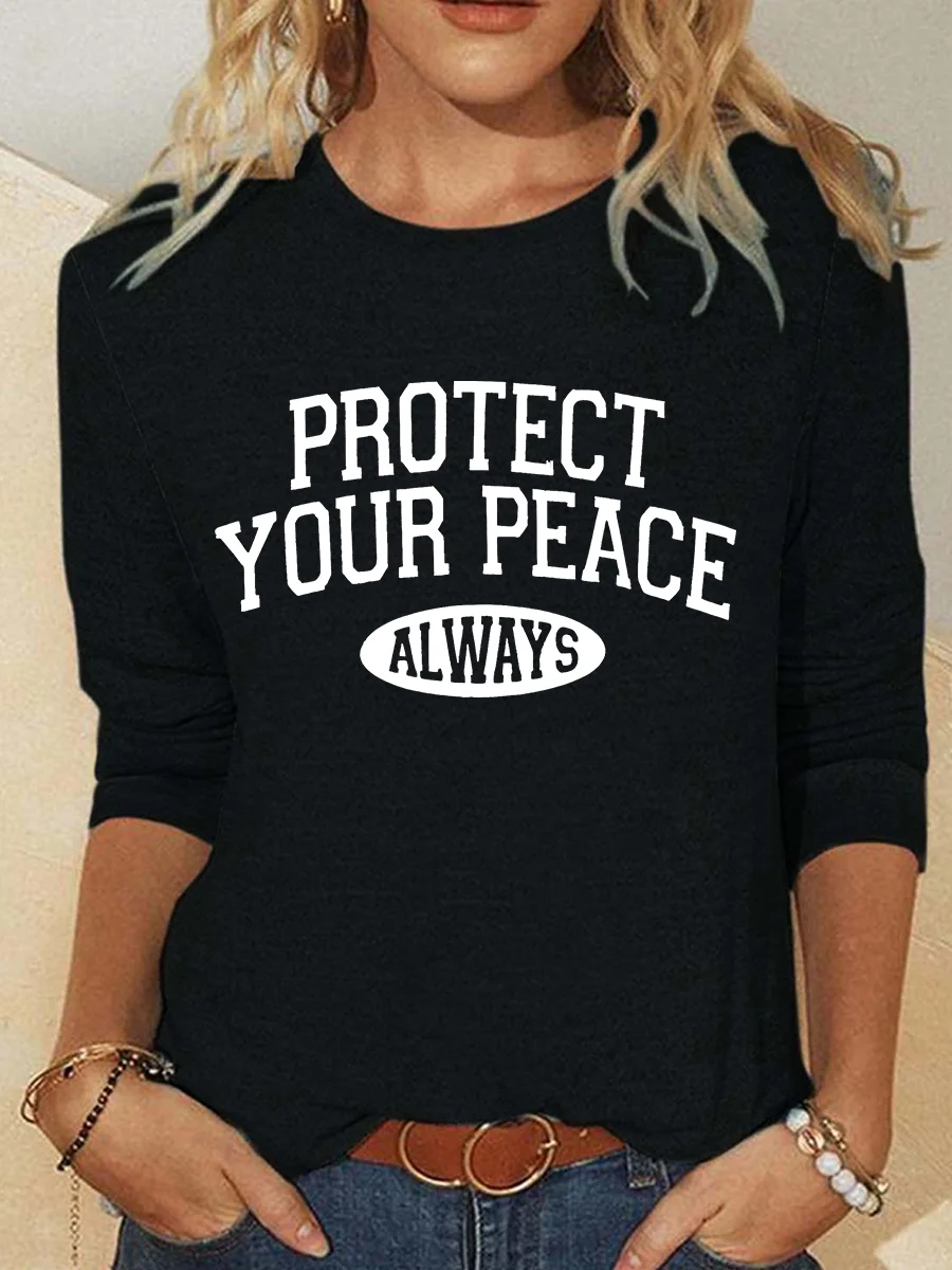 Protect Your Peace Casual Long Sleeve Shirt