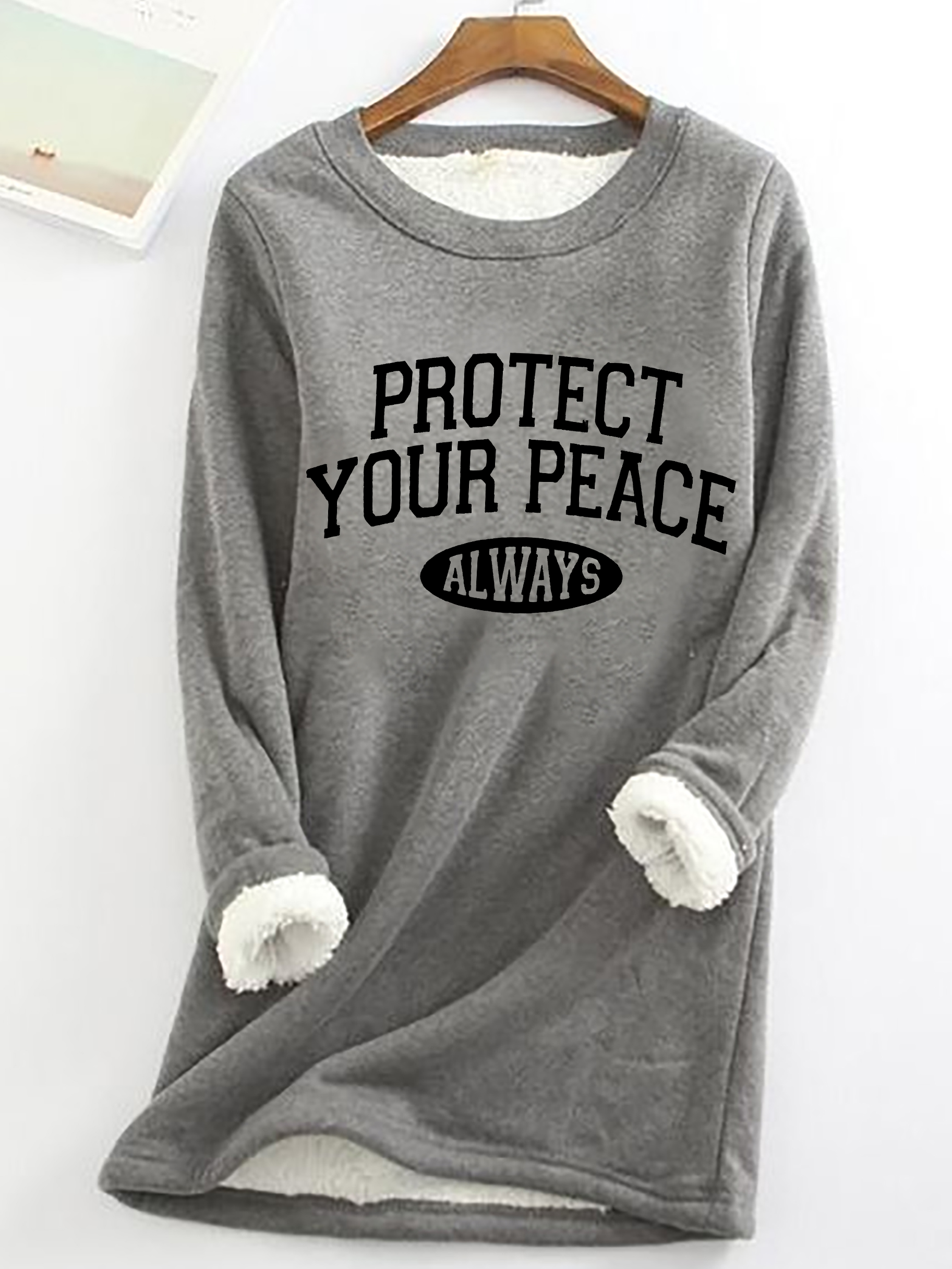 Protect Your Peace Casual Fluff Fleece Fabric Sweatshirt