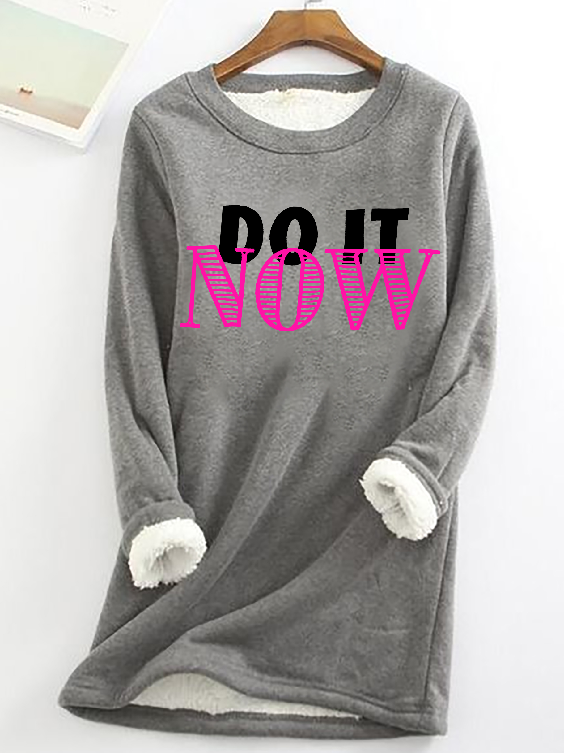 Take Action Now Casual Fluff Fleece Fabric Sweatshirt