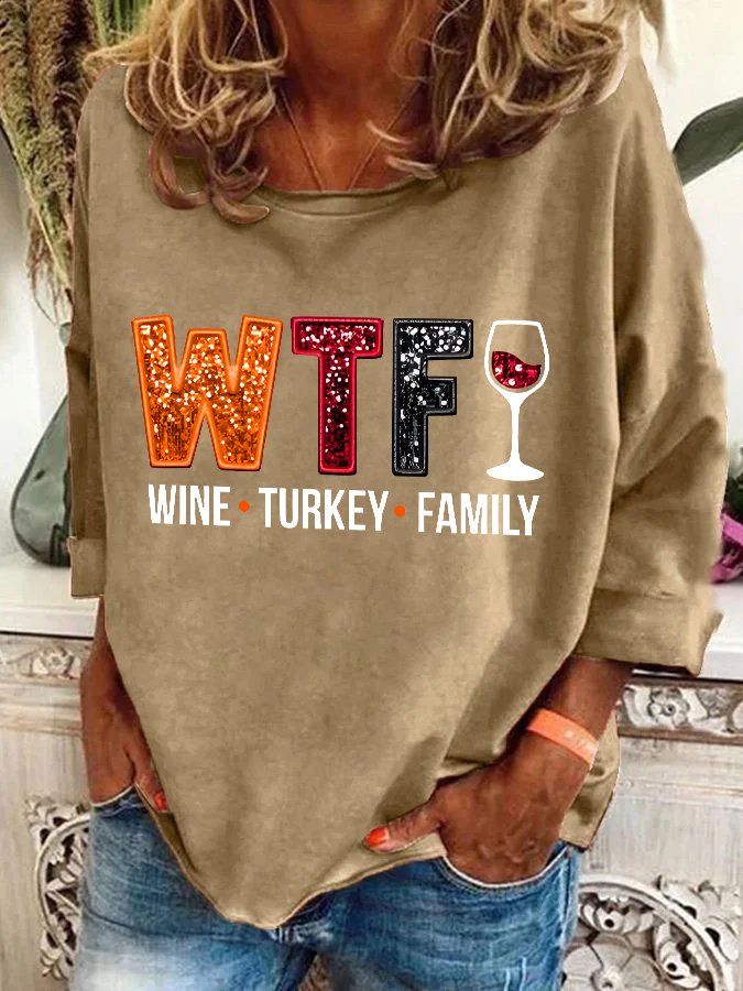 Wine Turkey Family Casual Sweatshirt