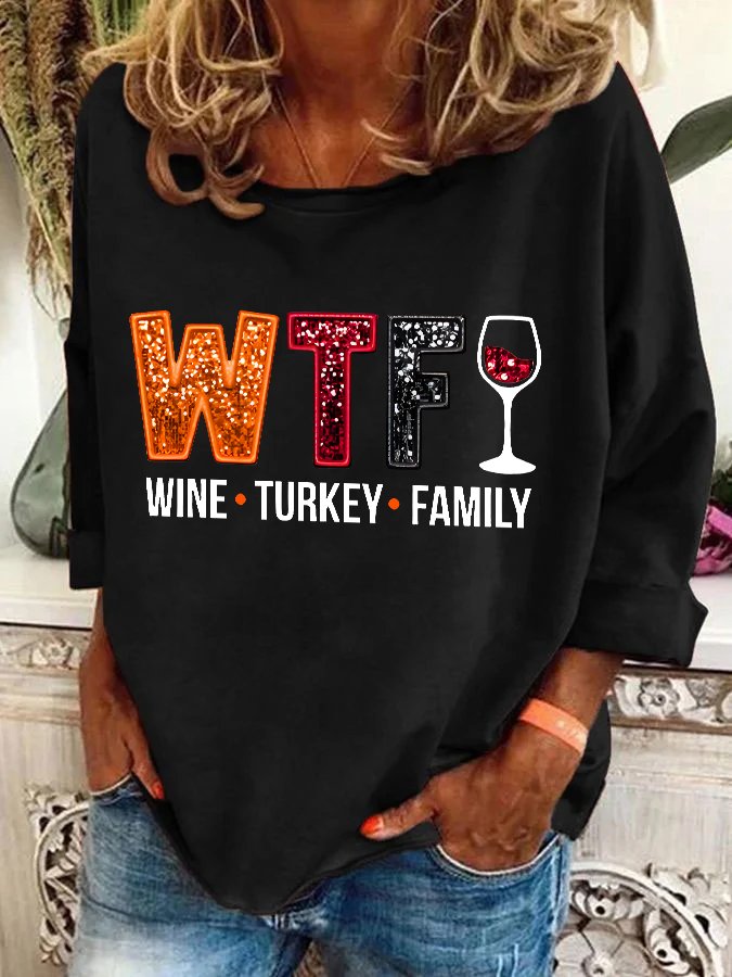 Wine Turkey Family Casual Sweatshirt