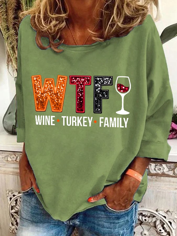 Wine Turkey Family Casual Sweatshirt