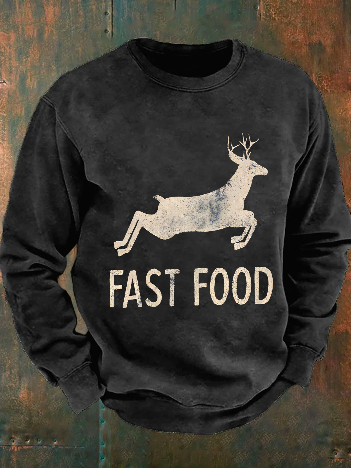 Funny Joke Hunting Fast Food Deer Men's Casual Sweatshirt