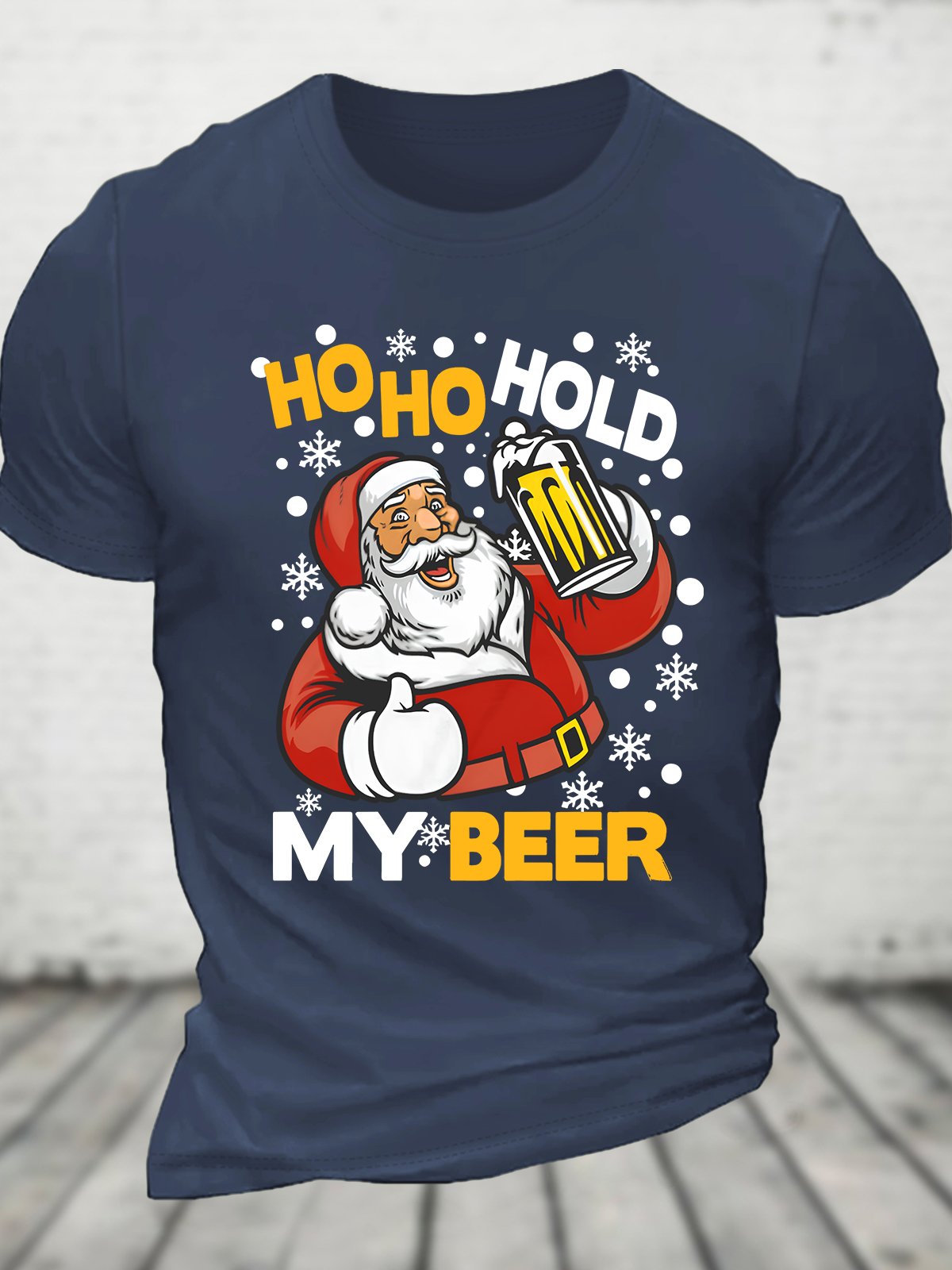 Funny Santa Claus Drinking Bee Christmas Cotton T-shirt