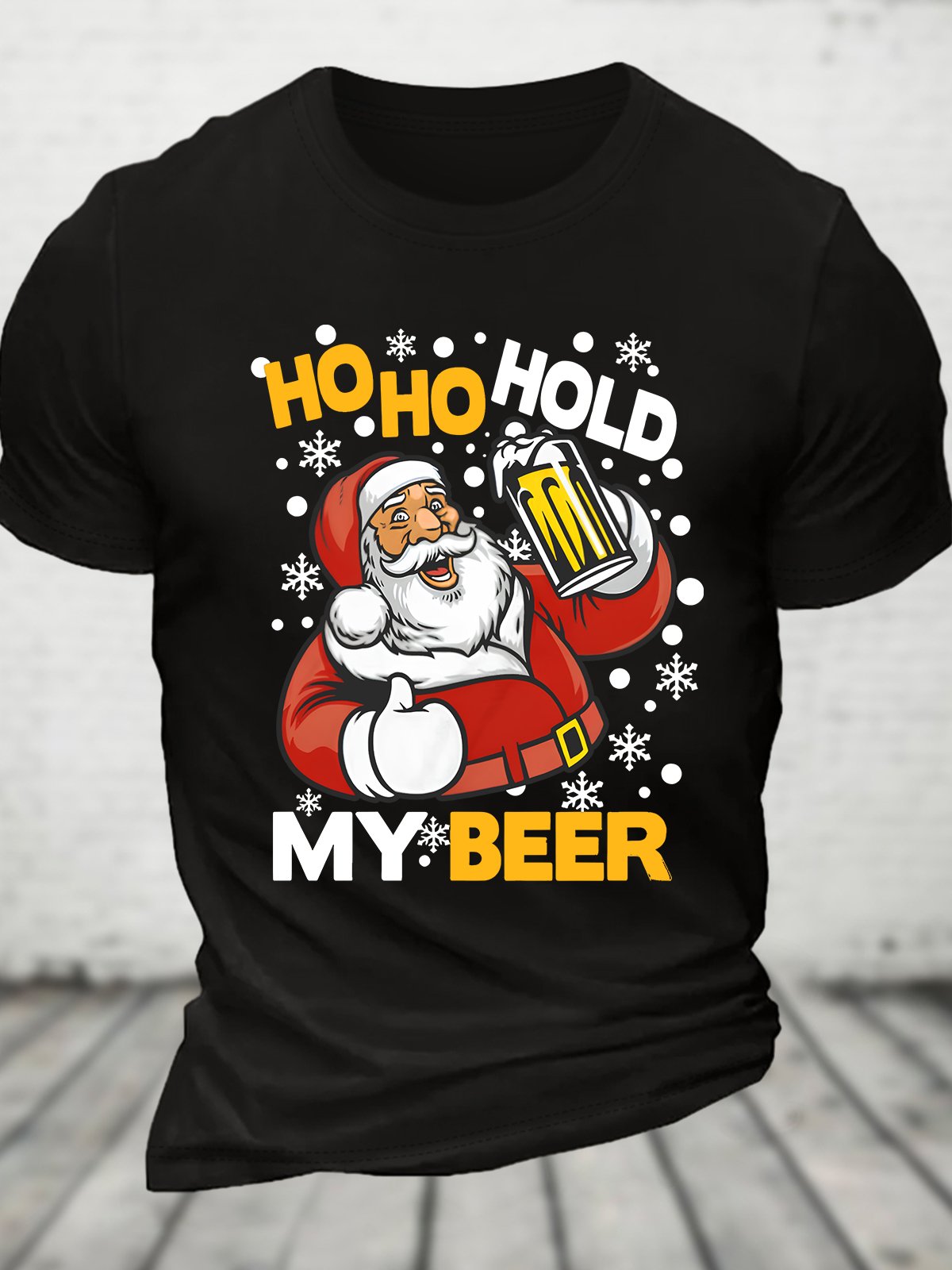 Funny Santa Claus Drinking Bee Christmas Cotton T-shirt