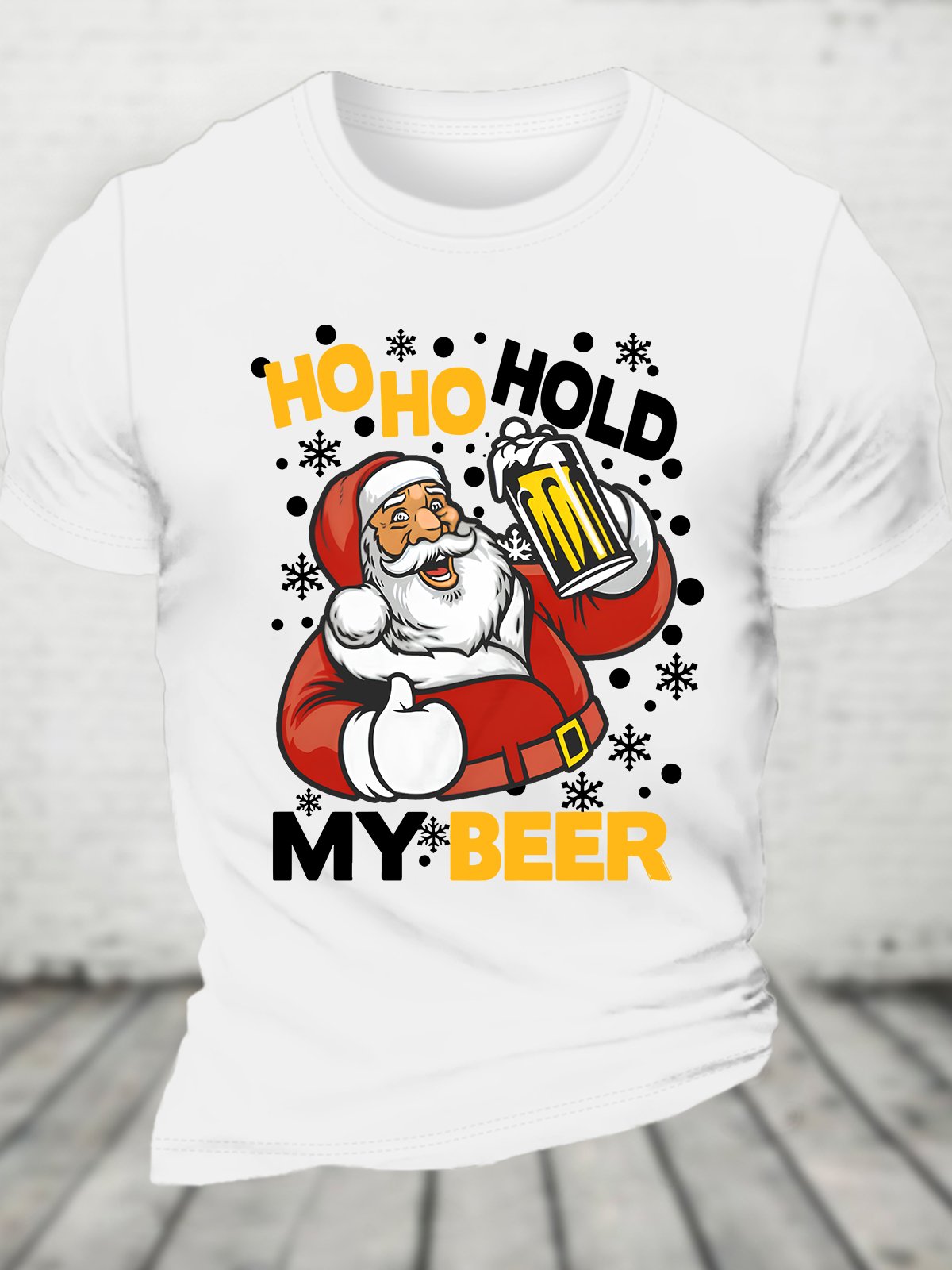 Funny Santa Claus Drinking Bee Christmas Cotton T-shirt