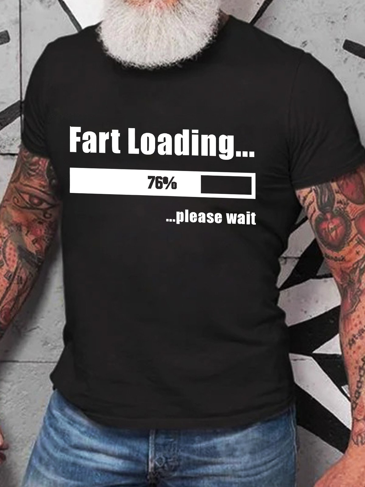 Fart Loading Funny T-shirt Humor Tee Joke Gag Cotton T-shirt