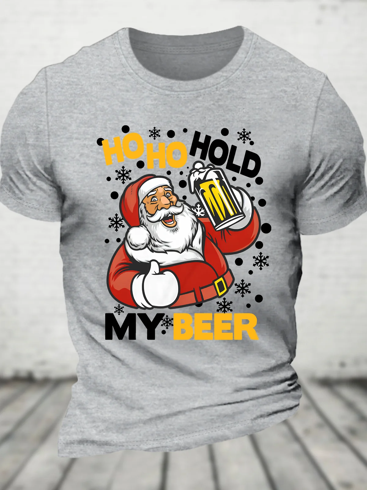 Funny Santa Claus Drinking Bee Christmas Cotton T-shirt