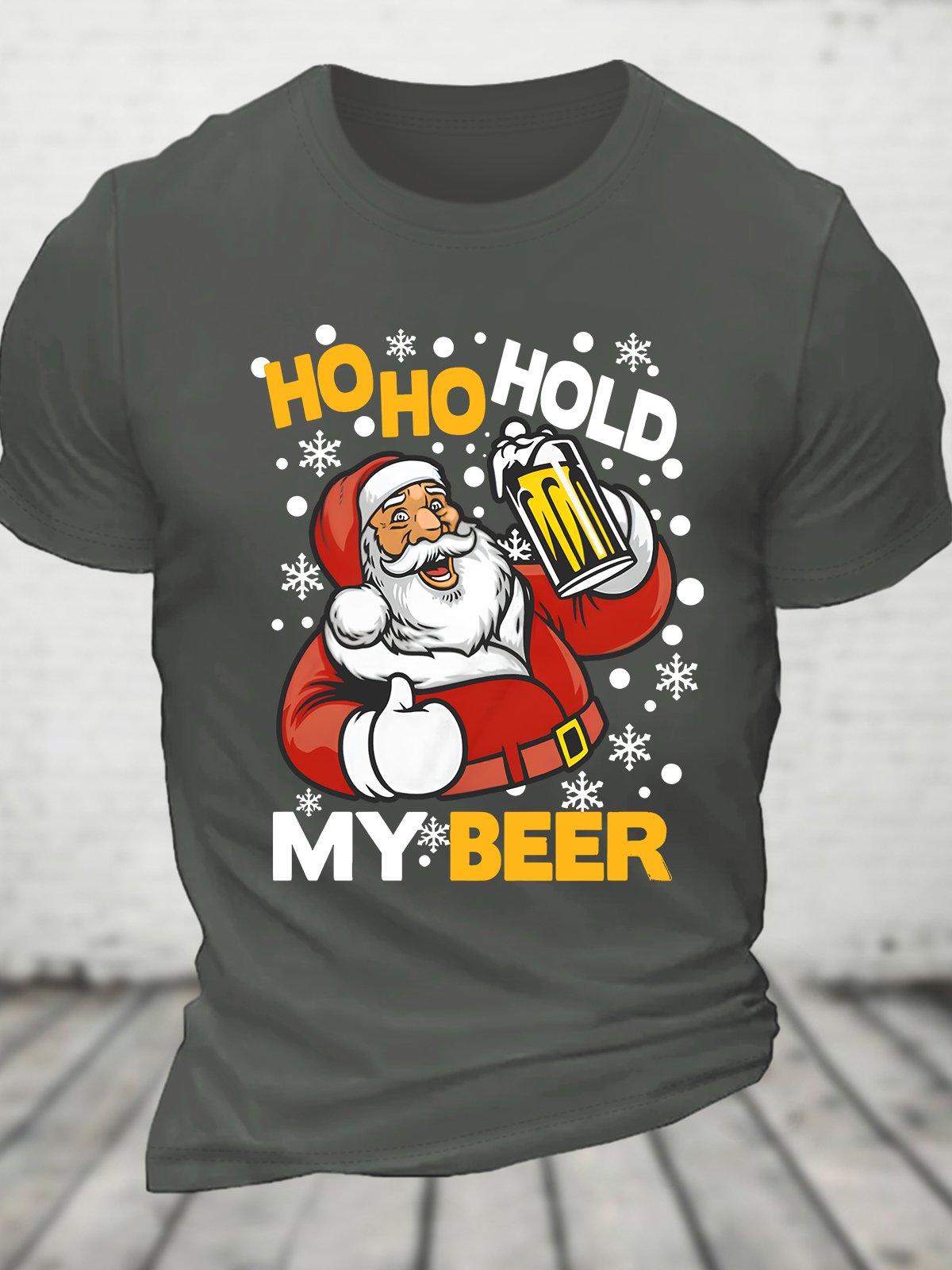 Funny Santa Claus Drinking Bee Christmas Cotton T-shirt