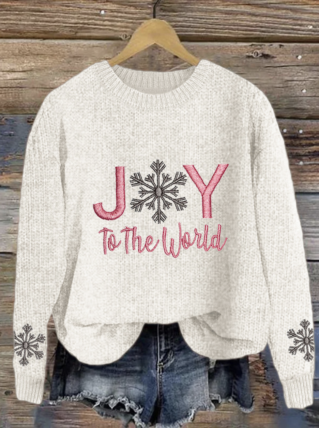 Christmas Snowflake Round Neck Sweater